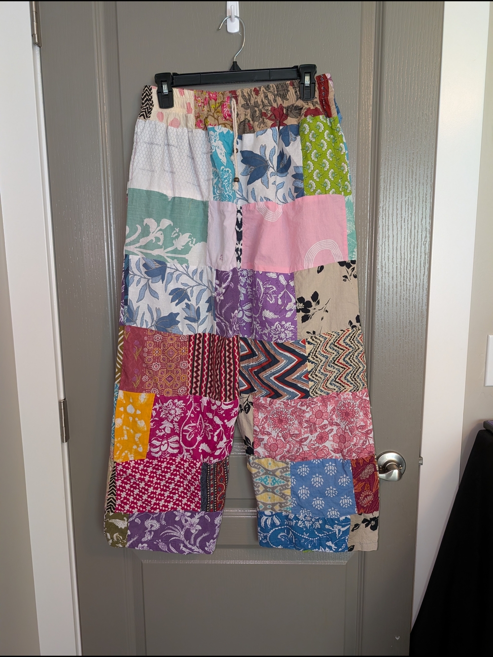 Patchwork Wide-Leg Pants - Multicolor